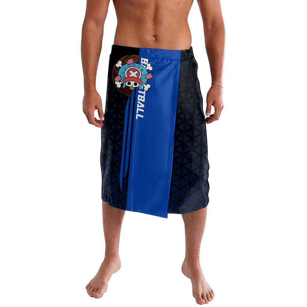 Tony Tony Chopper One Piece Basketball Theme Blue and Black Design Lavalava with Straw Hat Crew Emblem and Playful Pose - The Mazicc