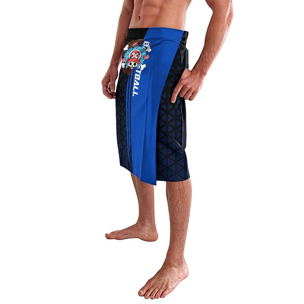 Tony Tony Chopper One Piece Basketball Theme Blue and Black Design Lavalava with Straw Hat Crew Emblem and Playful Pose - The Mazicc