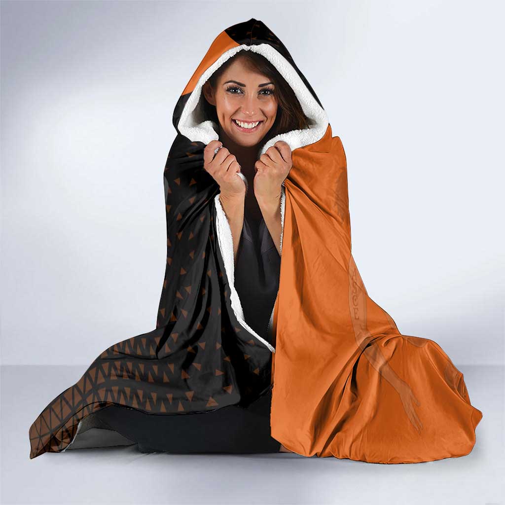 Portgas D Ace One Piece Basketball Theme Orange and Black Design Hooded Blanket with Flame Ball and Whitebeard Pirates Emblem - The Mazicc