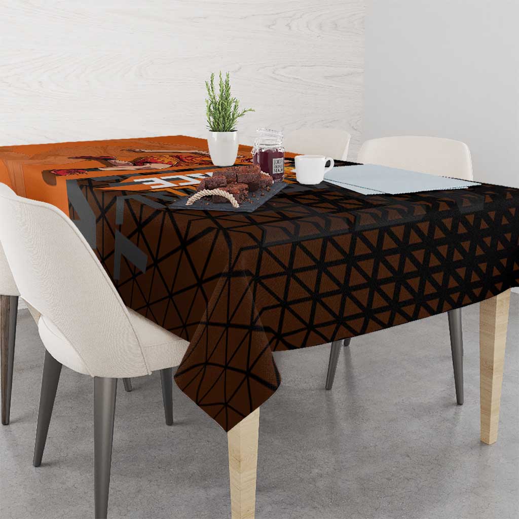 Portgas D Ace One Piece Basketball Theme Orange and Black Design Tablecloth with Flame Ball and Whitebeard Pirates Emblem - The Mazicc
