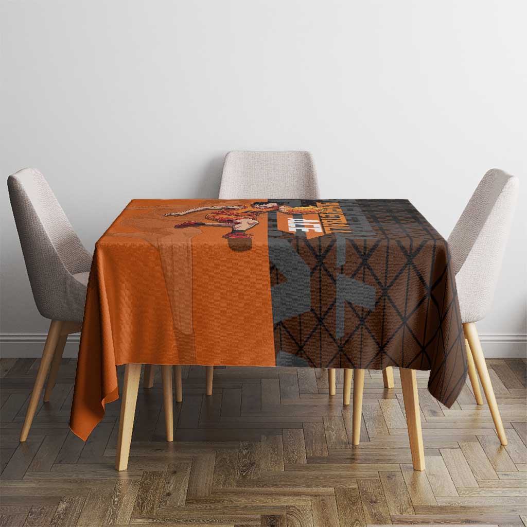Portgas D Ace One Piece Basketball Theme Orange and Black Design Tablecloth with Flame Ball and Whitebeard Pirates Emblem - The Mazicc
