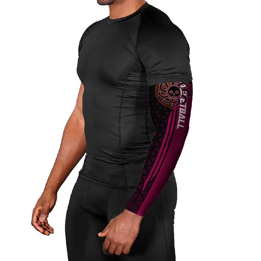 Boa Hancock One Piece Basketball Theme Maroon and Black Design Arm Sleeves with Serpent Emblem and Dynamic Pose - The Mazicc