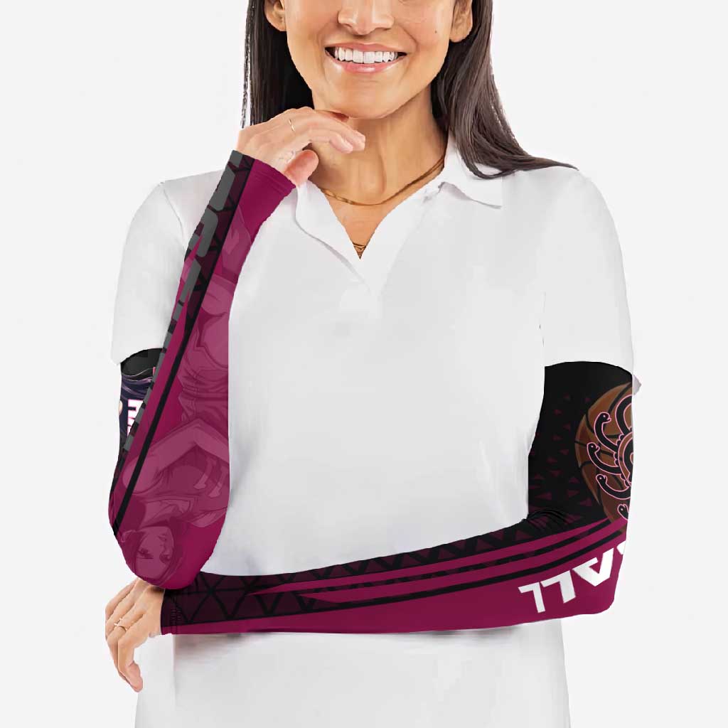 Boa Hancock One Piece Basketball Theme Maroon and Black Design Arm Sleeves with Serpent Emblem and Dynamic Pose - The Mazicc