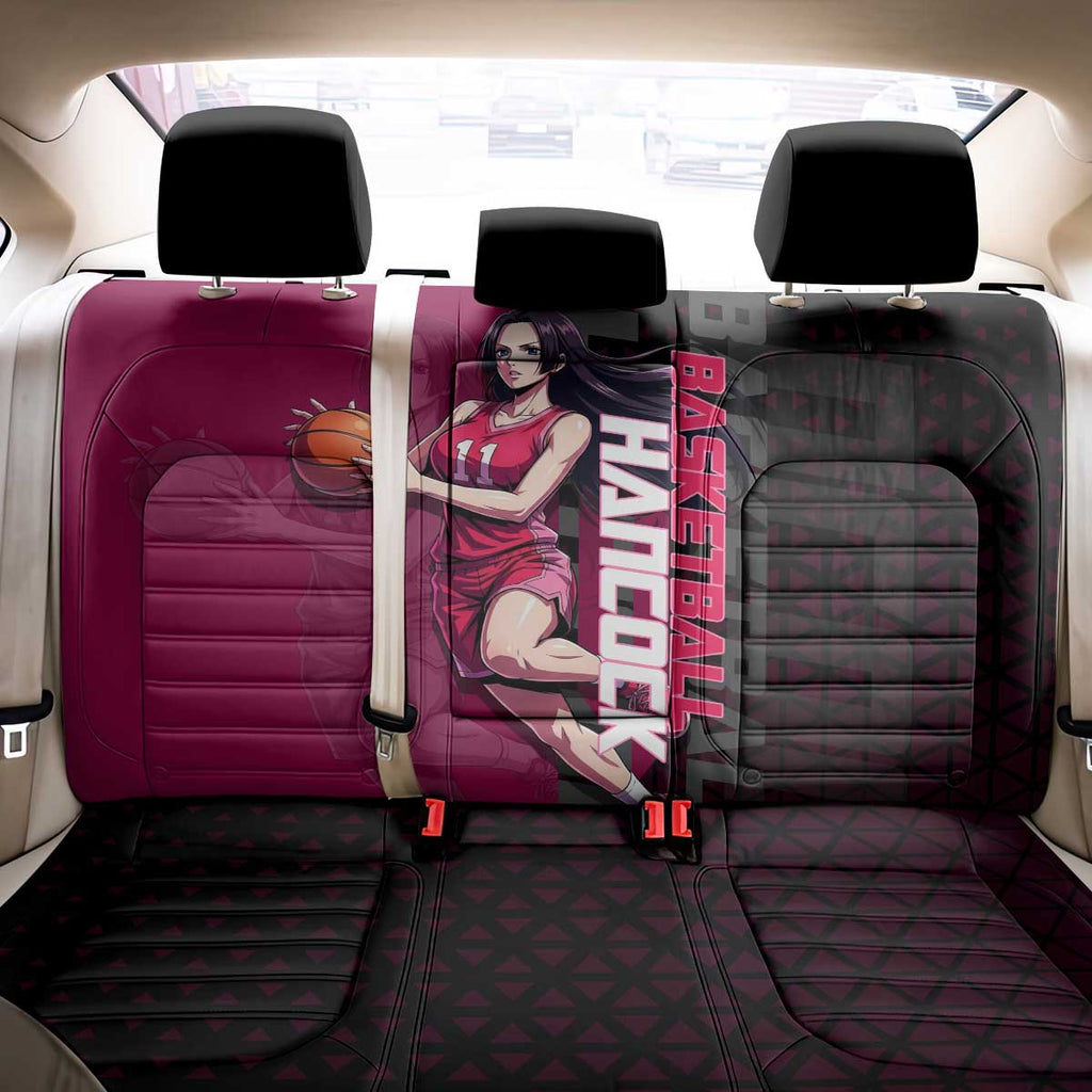 Boa Hancock One Piece Basketball Theme Maroon and Black Design Back Car Seat Cover with Serpent Emblem and Dynamic Pose - The Mazicc