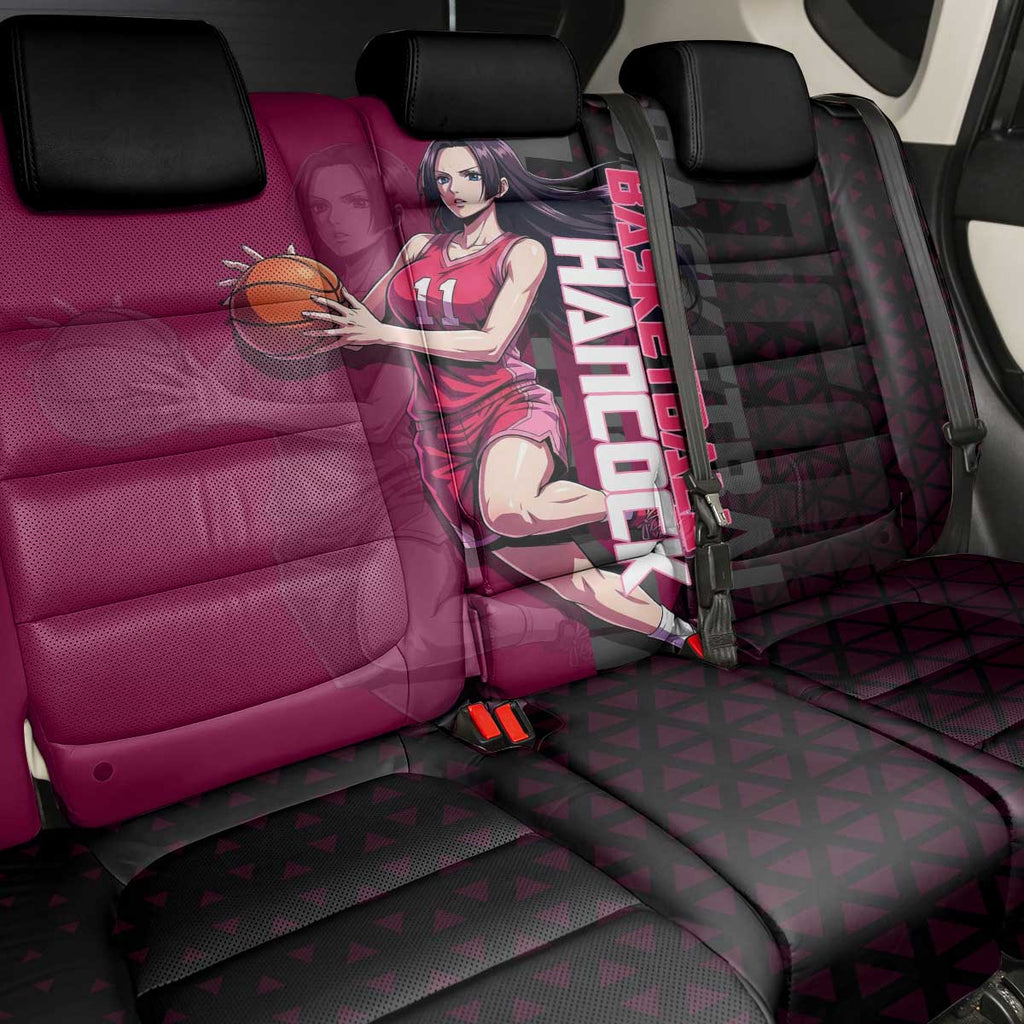 Boa Hancock One Piece Basketball Theme Maroon and Black Design Back Car Seat Cover with Serpent Emblem and Dynamic Pose - The Mazicc