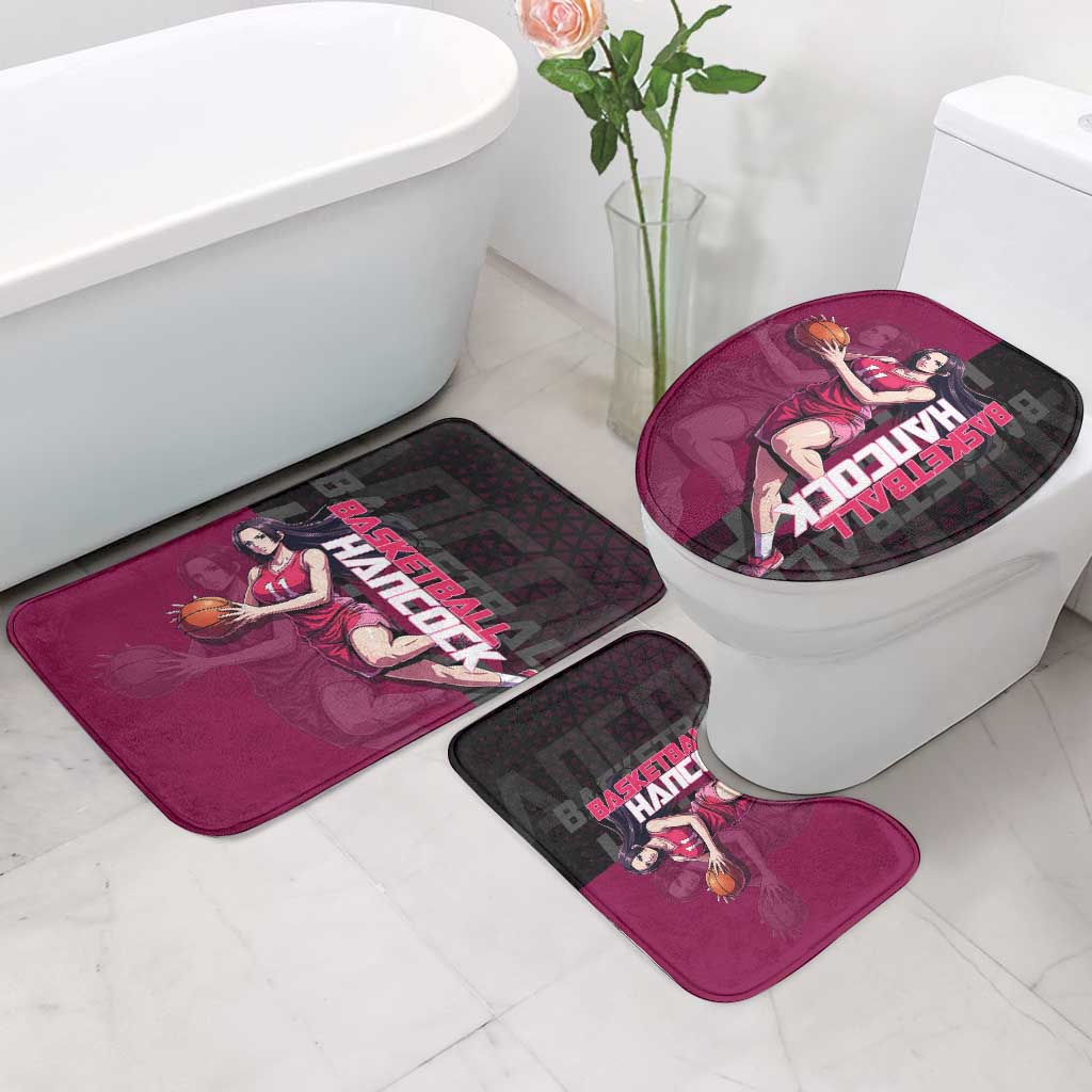 Boa Hancock One Piece Basketball Theme Maroon and Black Design Bathroom Set with Serpent Emblem and Dynamic Pose - The Mazicc