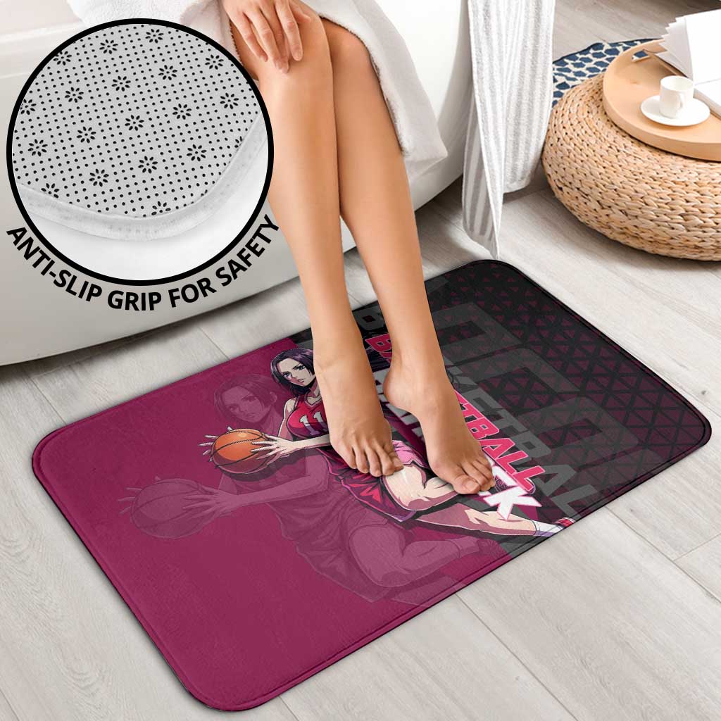 Boa Hancock One Piece Basketball Theme Maroon and Black Design Bathroom Set with Serpent Emblem and Dynamic Pose - The Mazicc