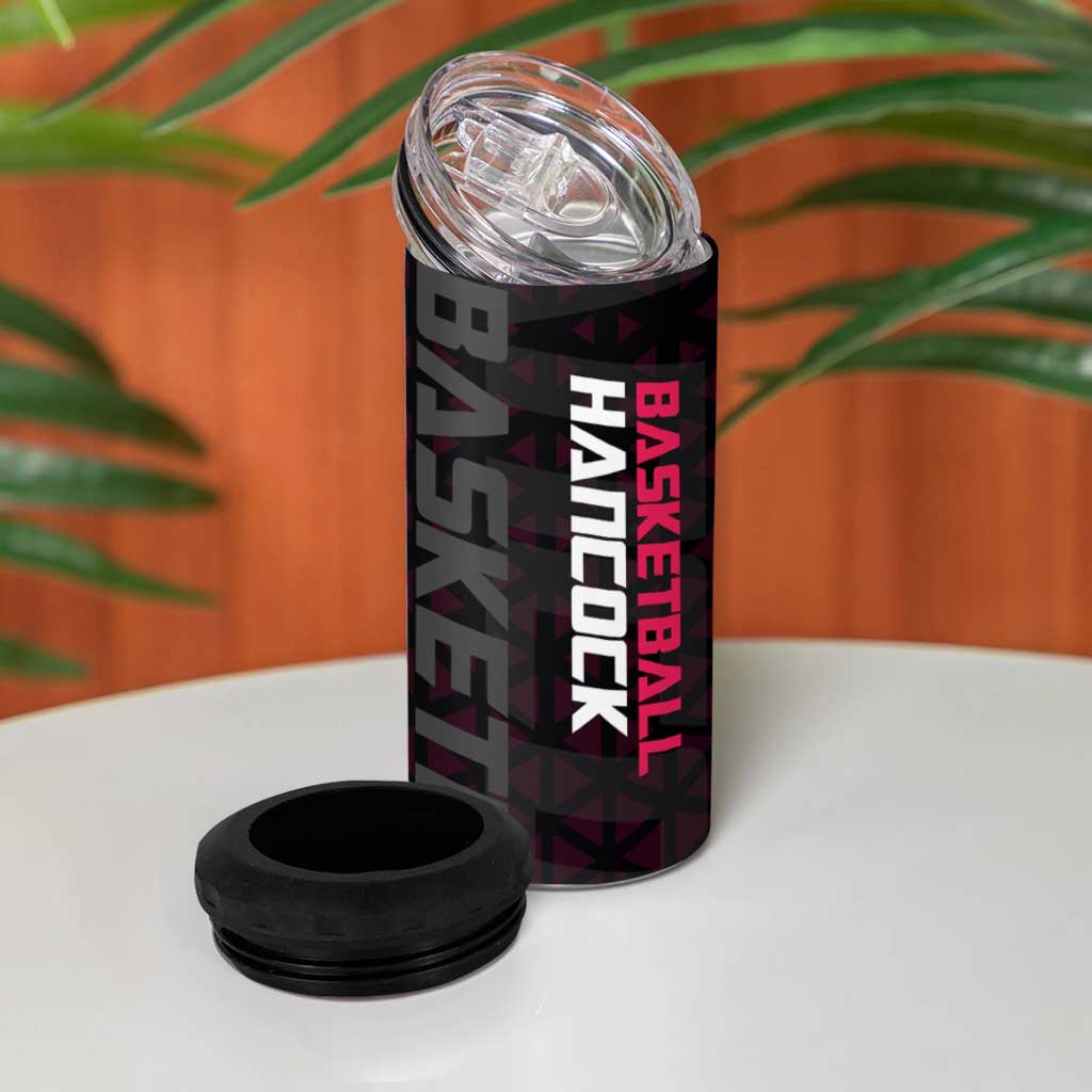Boa Hancock One Piece Basketball Theme Maroon and Black Design 4 in 1 Can Cooler Tumbler with Serpent Emblem and Dynamic Pose - The Mazicc