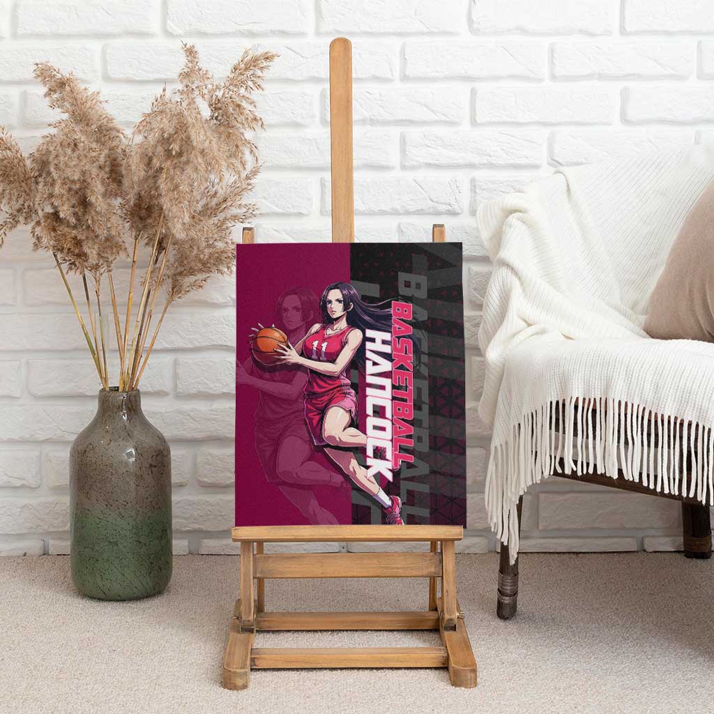 Boa Hancock One Piece Basketball Theme Maroon and Black Design Canvas Wall Art with Serpent Emblem and Dynamic Pose - The Mazicc