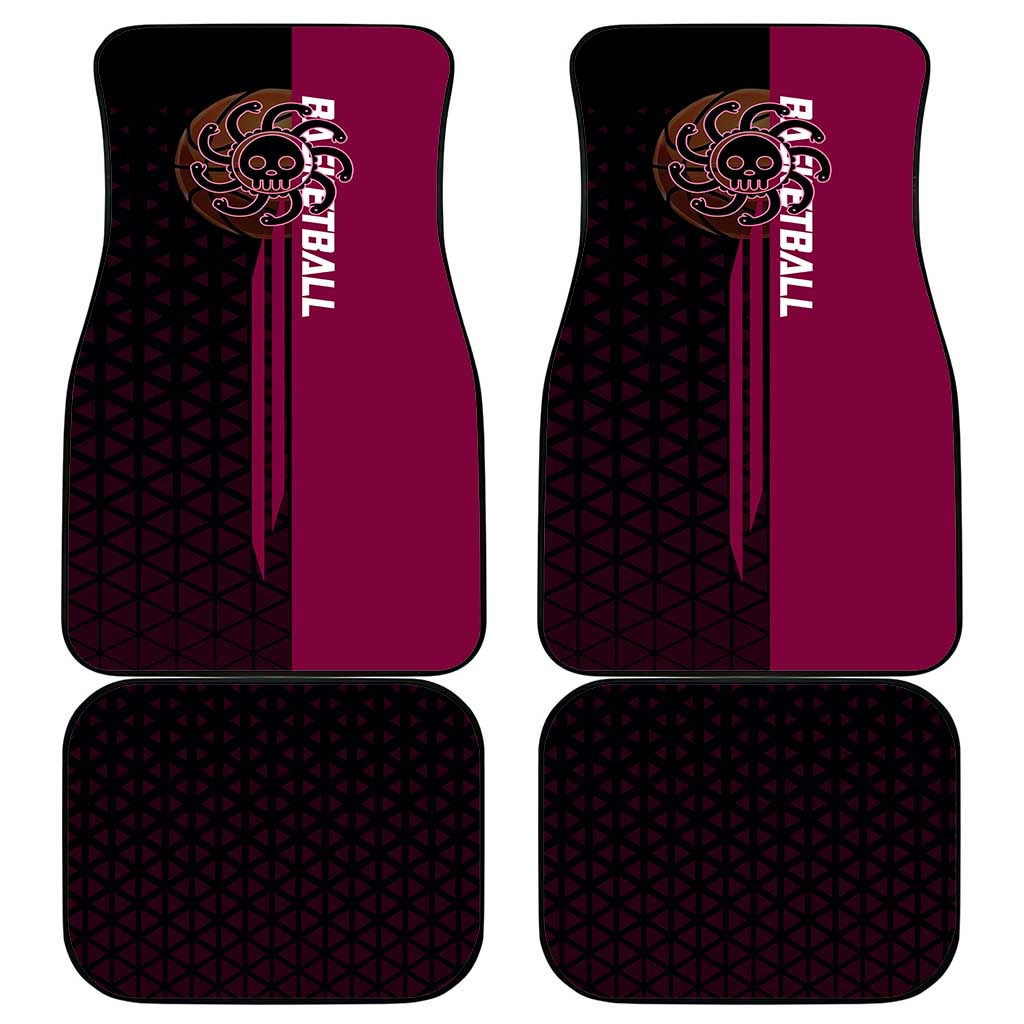 Boa Hancock One Piece Basketball Theme Maroon and Black Design Car Mats with Serpent Emblem and Dynamic Pose - The Mazicc
