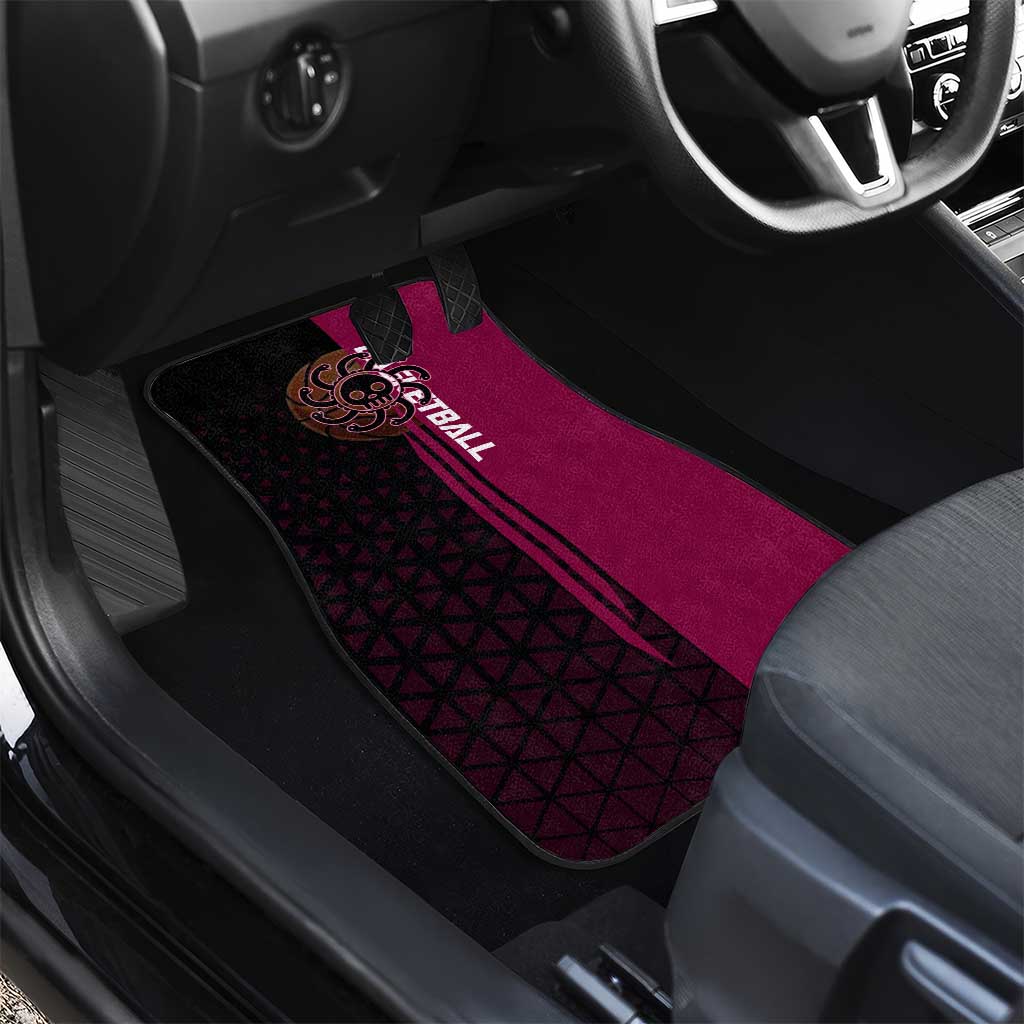 Boa Hancock One Piece Basketball Theme Maroon and Black Design Car Mats with Serpent Emblem and Dynamic Pose - The Mazicc