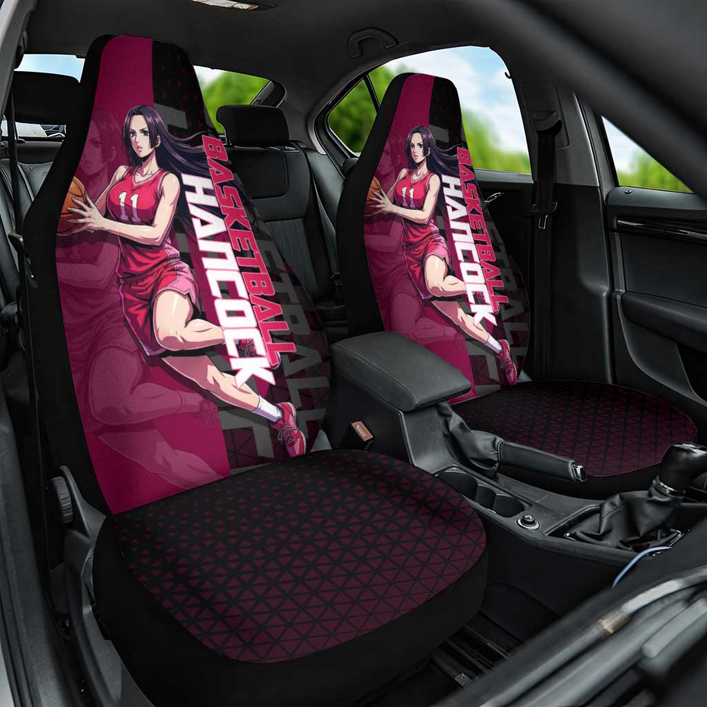 Boa Hancock One Piece Basketball Theme Maroon and Black Design Car Seat Cover with Serpent Emblem and Dynamic Pose - The Mazicc