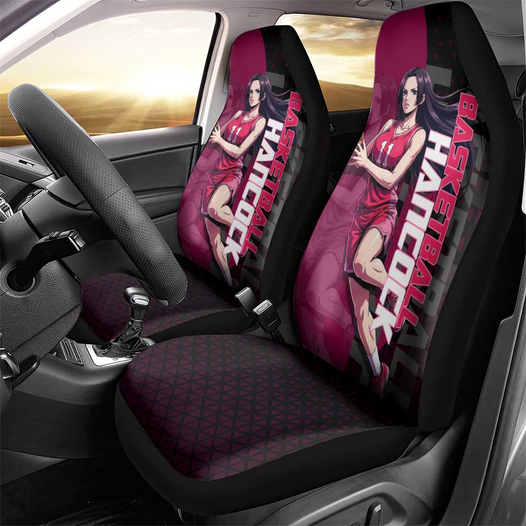 Boa Hancock One Piece Basketball Theme Maroon and Black Design Car Seat Cover with Serpent Emblem and Dynamic Pose - The Mazicc