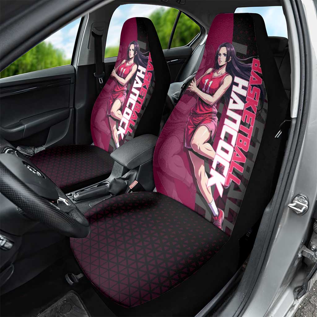 Boa Hancock One Piece Basketball Theme Maroon and Black Design Car Seat Cover with Serpent Emblem and Dynamic Pose - The Mazicc