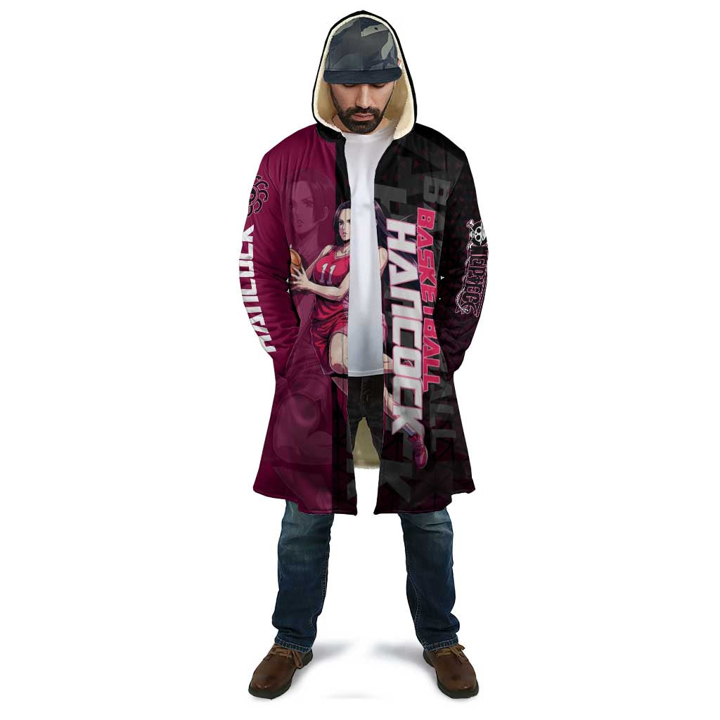 Boa Hancock One Piece Basketball Theme Maroon and Black Design Cloak with Serpent Emblem and Dynamic Pose - The Mazicc