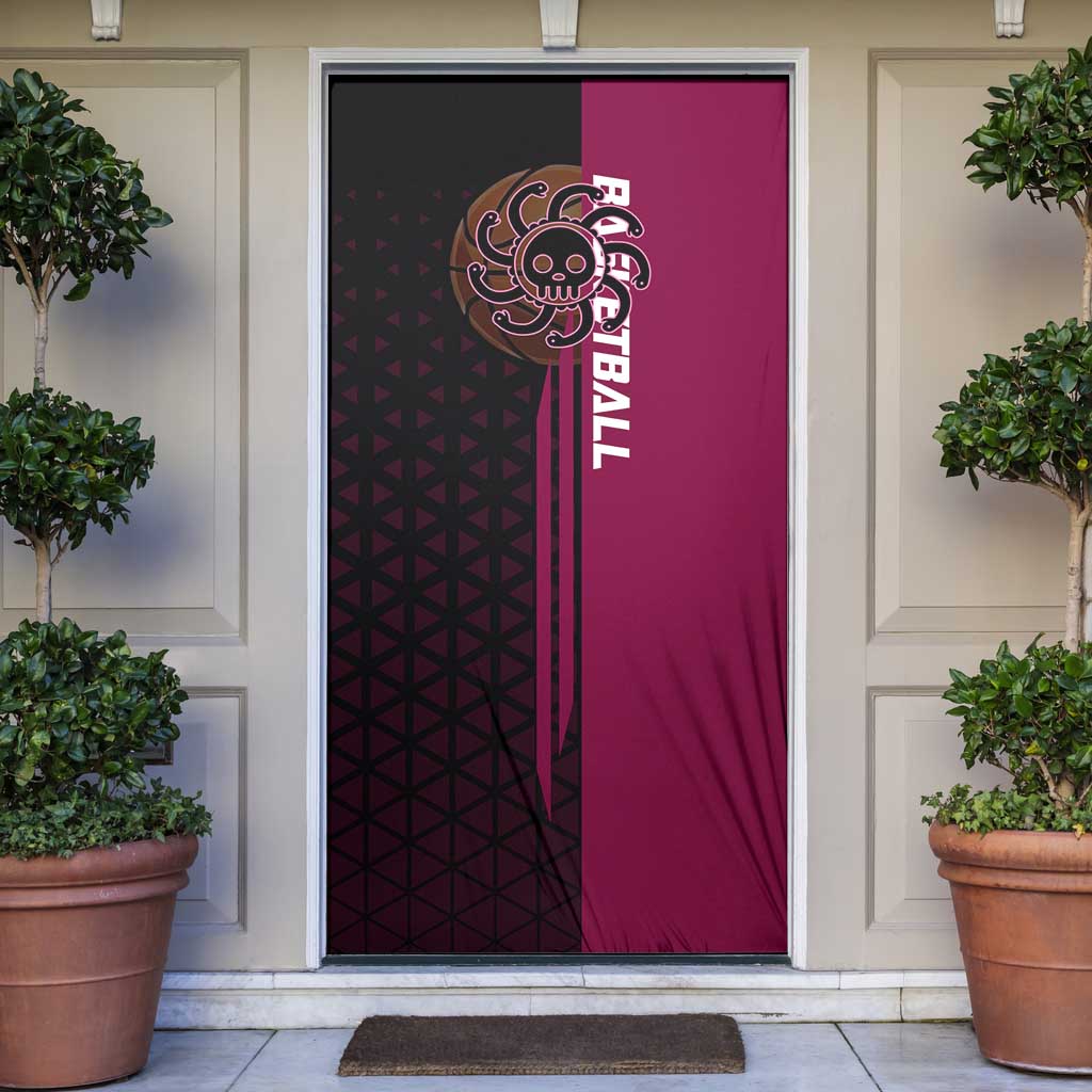 Boa Hancock One Piece Basketball Theme Maroon and Black Design Door Cover with Serpent Emblem and Dynamic Pose - The Mazicc
