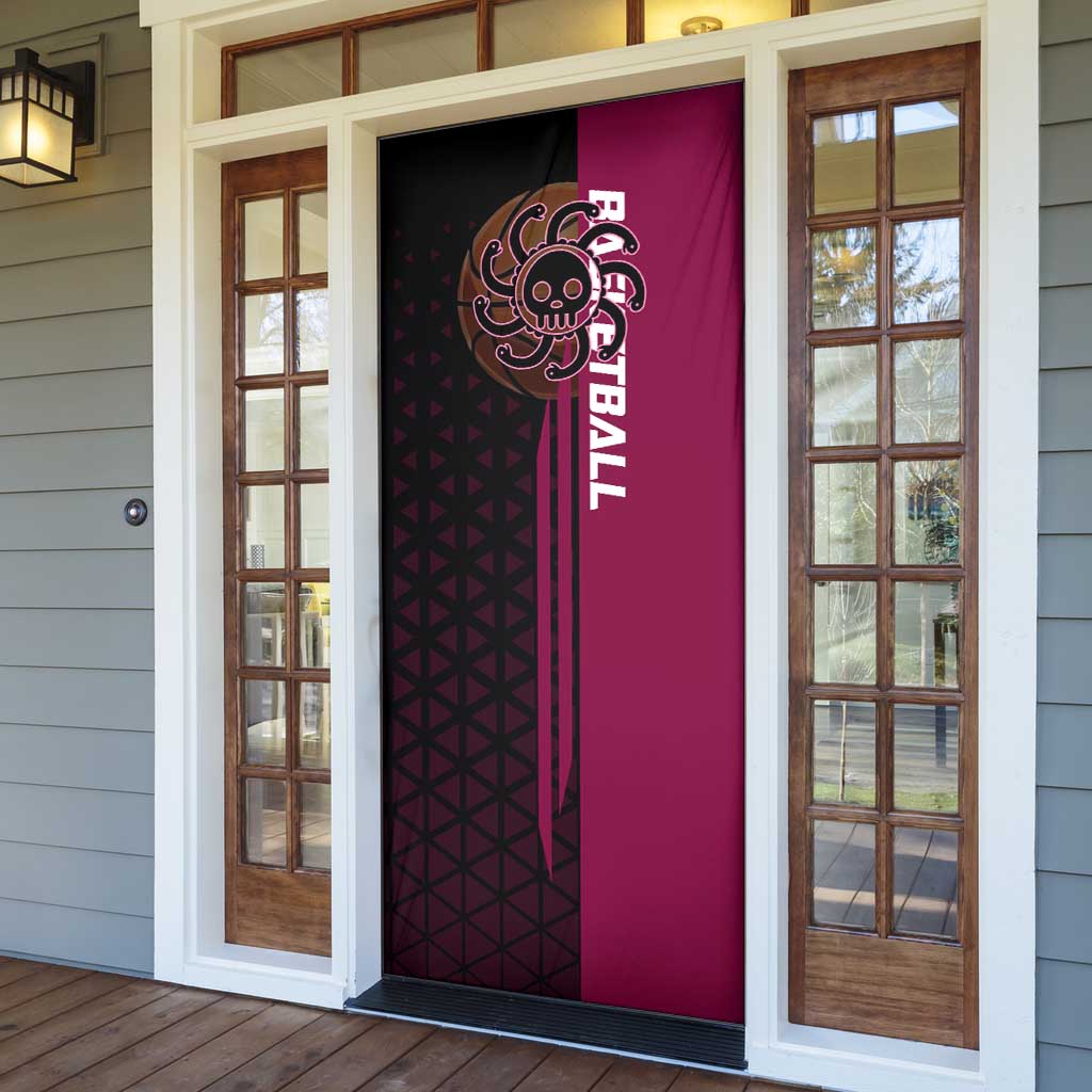 Boa Hancock One Piece Basketball Theme Maroon and Black Design Door Cover with Serpent Emblem and Dynamic Pose - The Mazicc