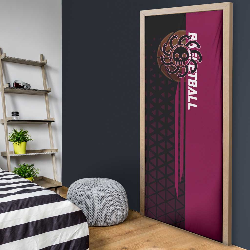 Boa Hancock One Piece Basketball Theme Maroon and Black Design Door Cover with Serpent Emblem and Dynamic Pose - The Mazicc