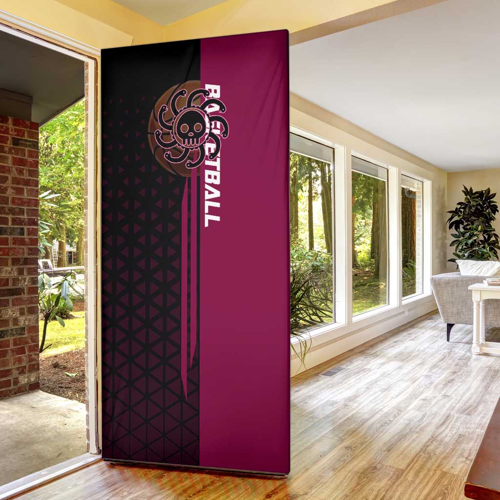 Boa Hancock One Piece Basketball Theme Maroon and Black Design Door Cover with Serpent Emblem and Dynamic Pose - The Mazicc