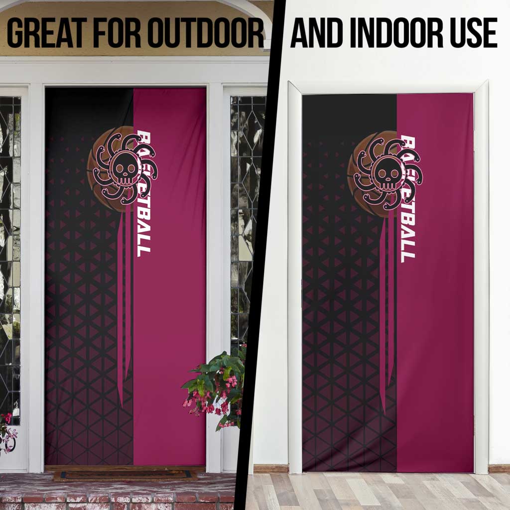 Boa Hancock One Piece Basketball Theme Maroon and Black Design Door Cover with Serpent Emblem and Dynamic Pose - The Mazicc