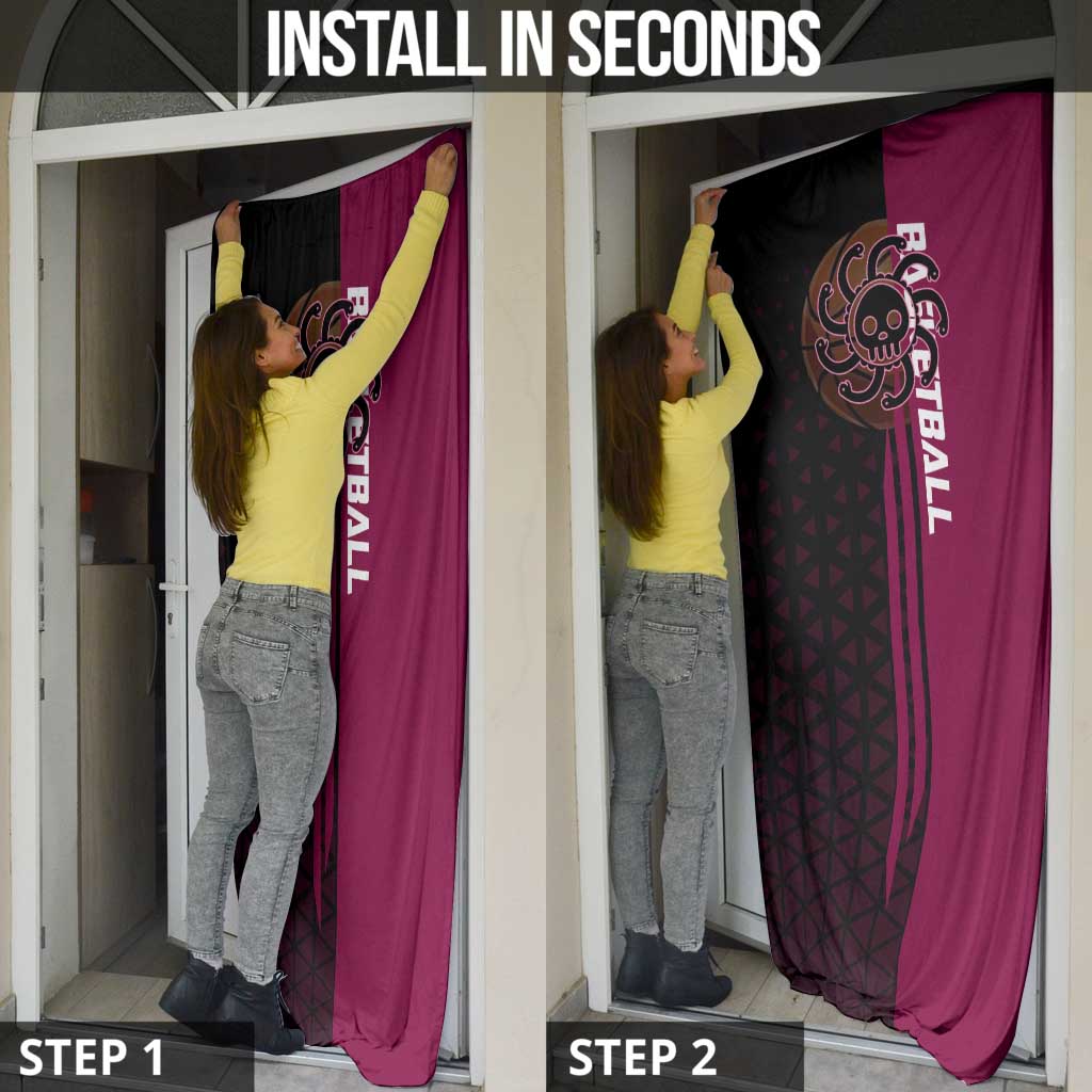 Boa Hancock One Piece Basketball Theme Maroon and Black Design Door Cover with Serpent Emblem and Dynamic Pose - The Mazicc