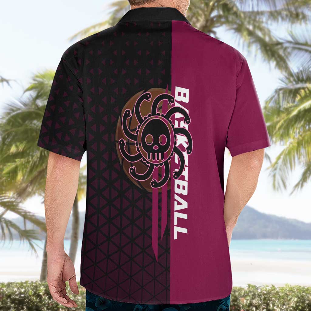 Boa Hancock One Piece Basketball Theme Maroon and Black Design Hawaiian Shirt with Serpent Emblem and Dynamic Pose - The Mazicc