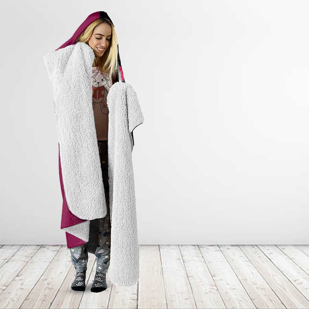 Boa Hancock One Piece Basketball Theme Maroon and Black Design Hooded Blanket with Serpent Emblem and Dynamic Pose - The Mazicc