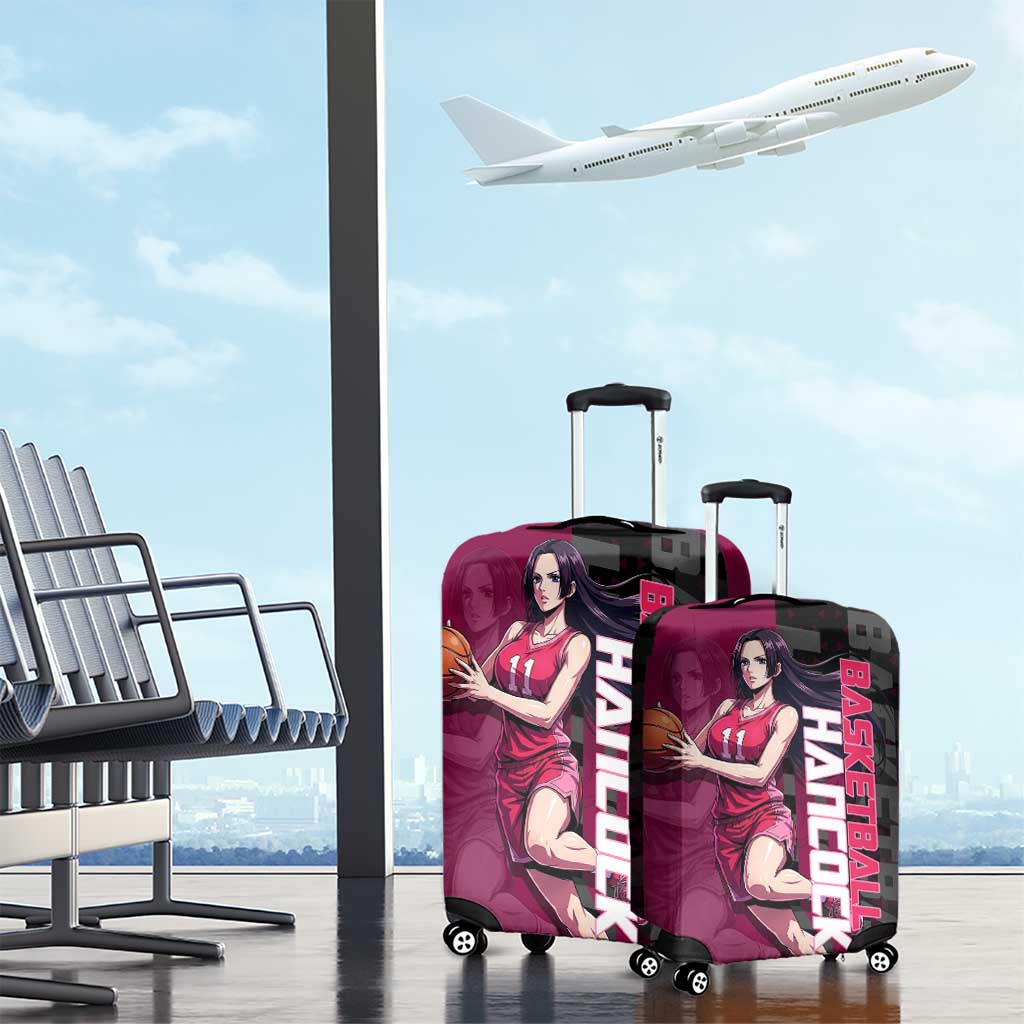 Boa Hancock One Piece Basketball Theme Maroon and Black Design Luggage Cover with Serpent Emblem and Dynamic Pose - The Mazicc