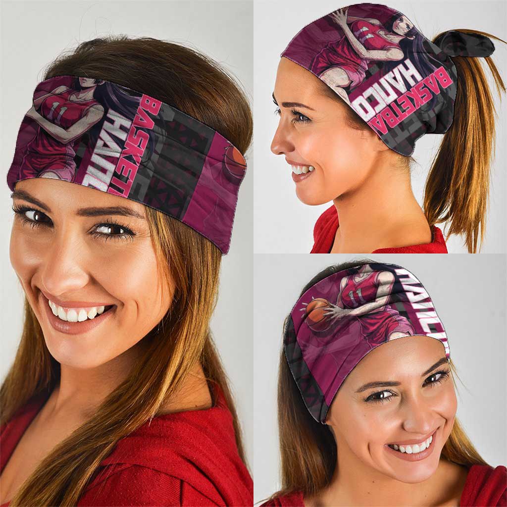 Boa Hancock One Piece Basketball Theme Maroon and Black Design Neck Gaiter with Serpent Emblem and Dynamic Pose - The Mazicc