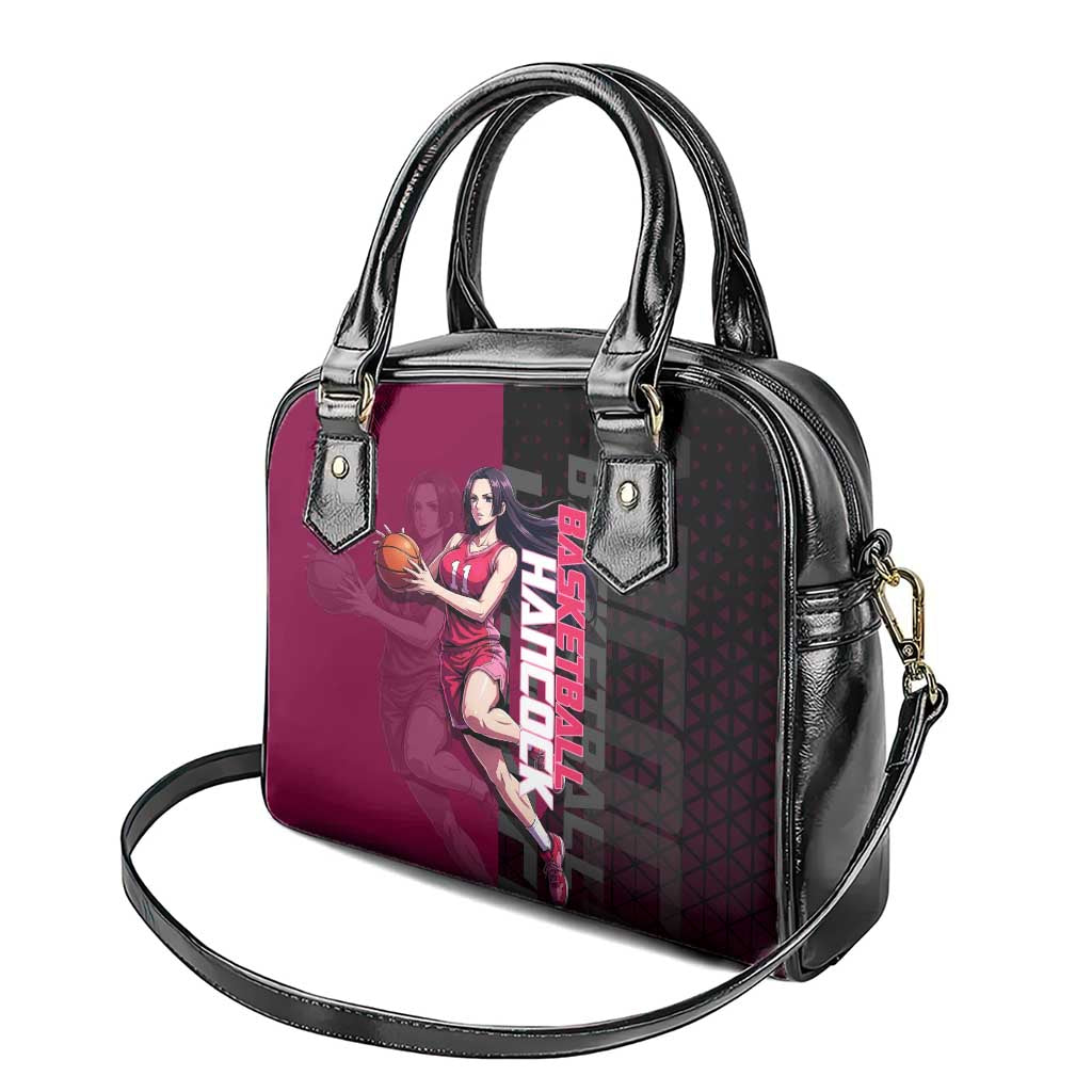 Boa Hancock One Piece Basketball Theme Maroon and Black Design Shoulder Handbag with Serpent Emblem and Dynamic Pose - The Mazicc