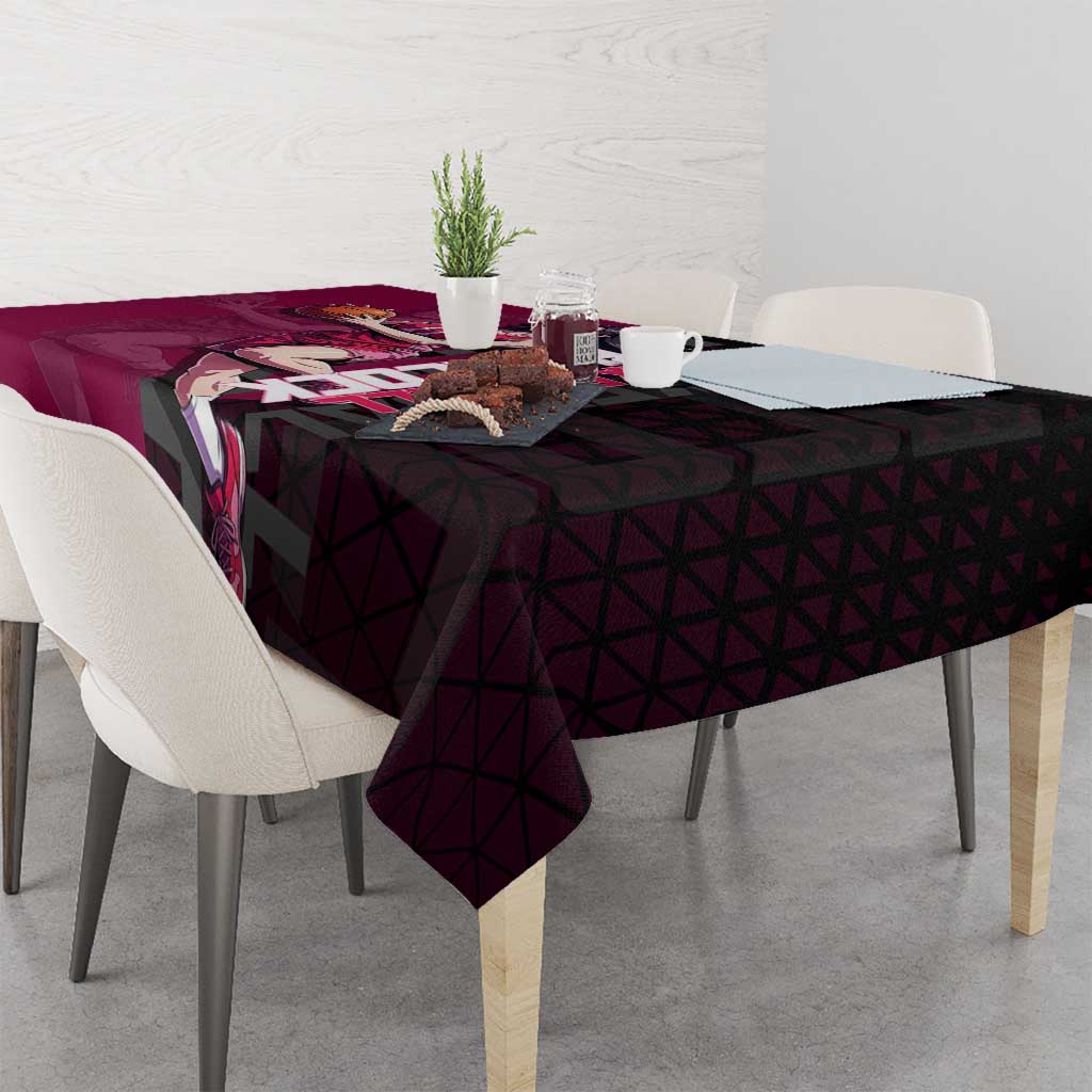 Boa Hancock One Piece Basketball Theme Maroon and Black Design Tablecloth with Serpent Emblem and Dynamic Pose - The Mazicc