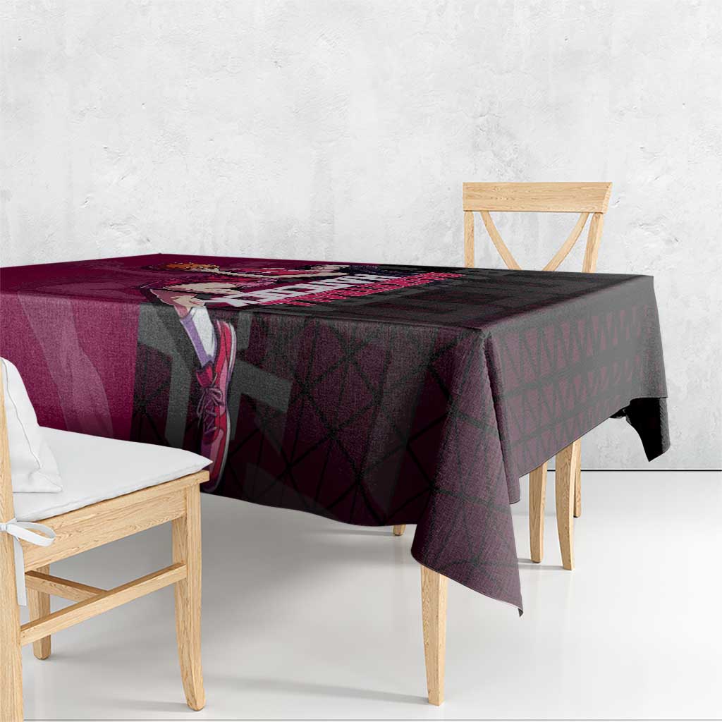 Boa Hancock One Piece Basketball Theme Maroon and Black Design Tablecloth with Serpent Emblem and Dynamic Pose - The Mazicc
