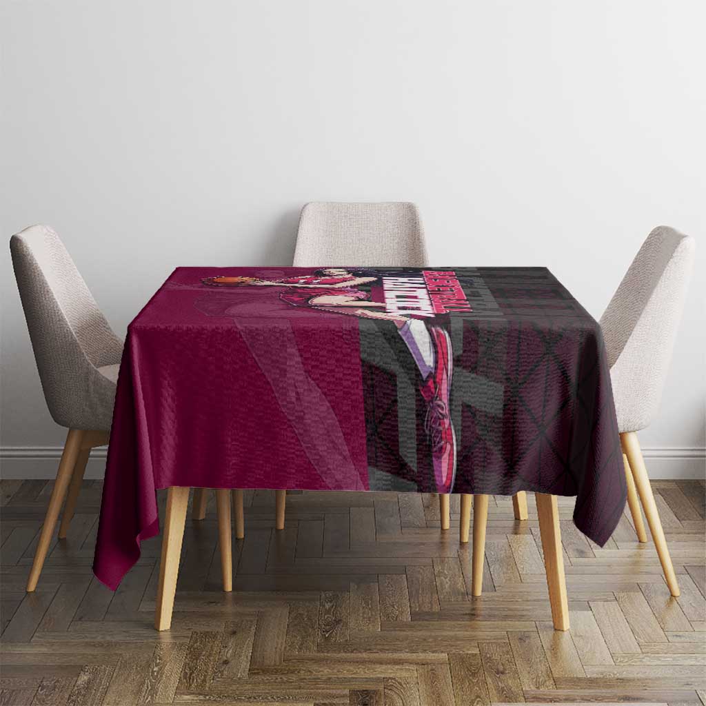 Boa Hancock One Piece Basketball Theme Maroon and Black Design Tablecloth with Serpent Emblem and Dynamic Pose - The Mazicc