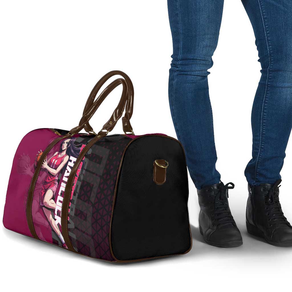 Boa Hancock One Piece Basketball Theme Maroon and Black Design Travel Bag with Serpent Emblem and Dynamic Pose - The Mazicc
