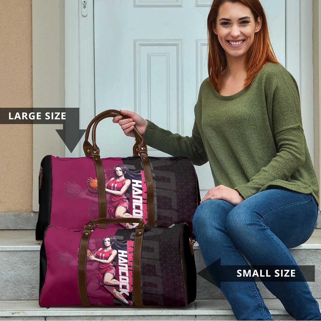 Boa Hancock One Piece Basketball Theme Maroon and Black Design Travel Bag with Serpent Emblem and Dynamic Pose - The Mazicc