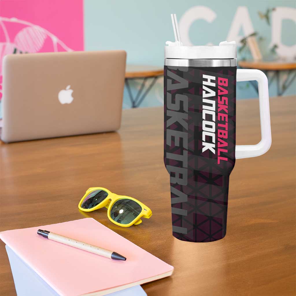 Boa Hancock One Piece Basketball Theme Maroon and Black Design Tumbler With Handle with Serpent Emblem and Dynamic Pose - The Mazicc