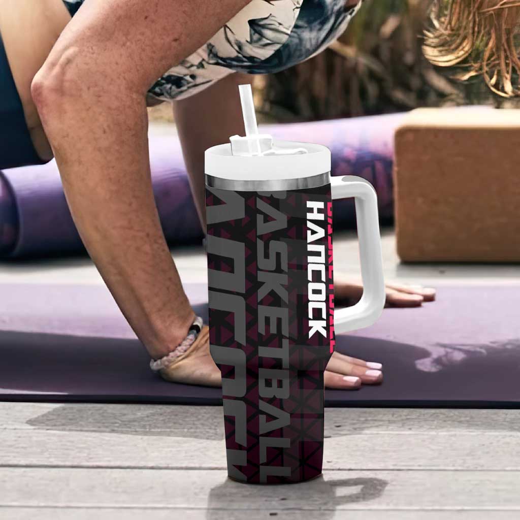 Boa Hancock One Piece Basketball Theme Maroon and Black Design Tumbler With Handle with Serpent Emblem and Dynamic Pose - The Mazicc