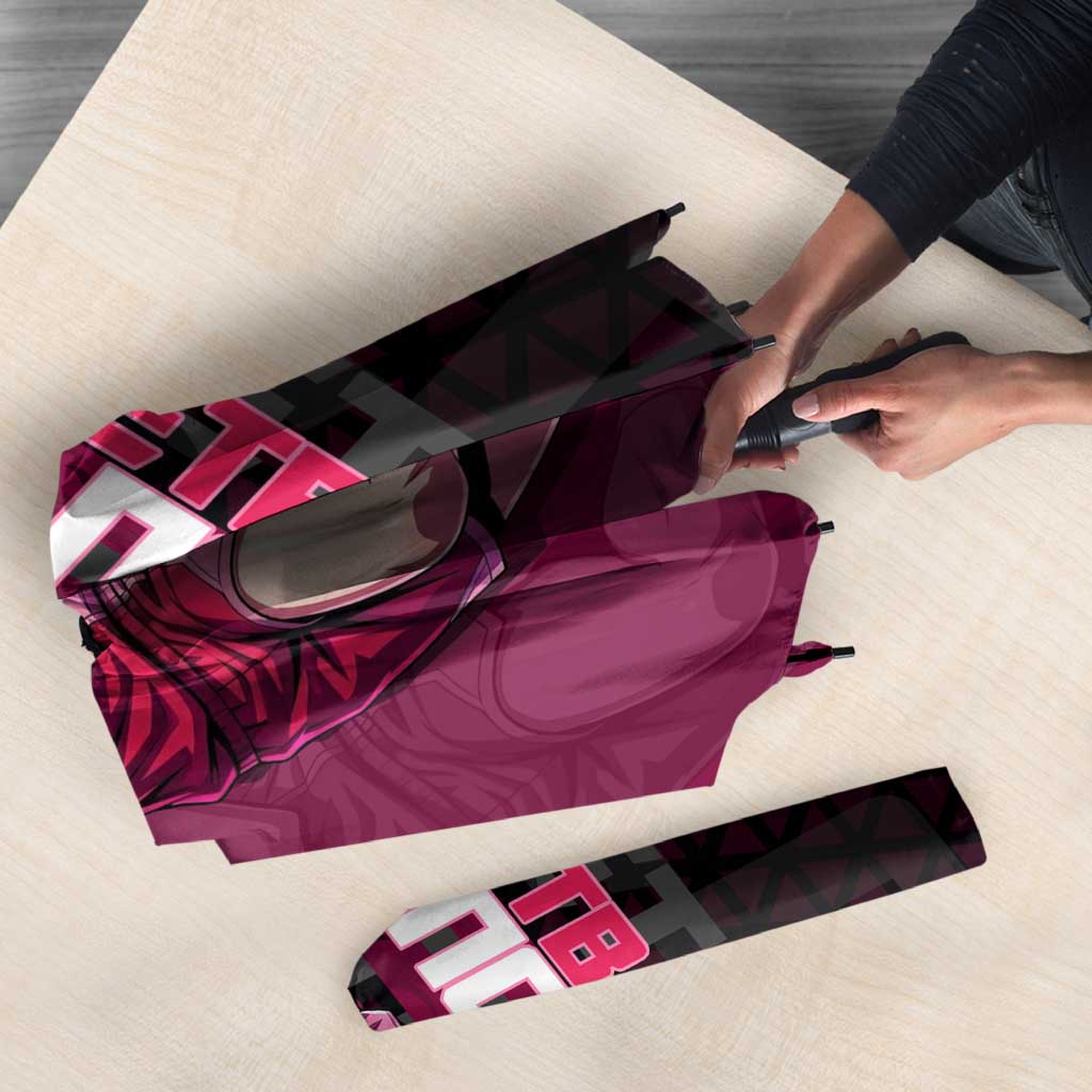 Boa Hancock One Piece Basketball Theme Maroon and Black Design Umbrella with Serpent Emblem and Dynamic Pose - The Mazicc