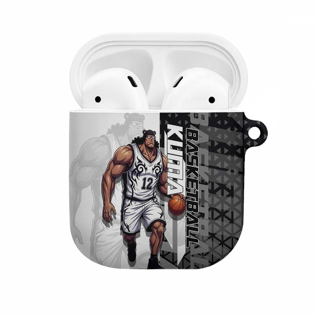 Bartholomew Kuma One Piece Basketball Crossover Design AirPods Case with Monochrome Geometric Background and Dynamic Pose - The Mazicc