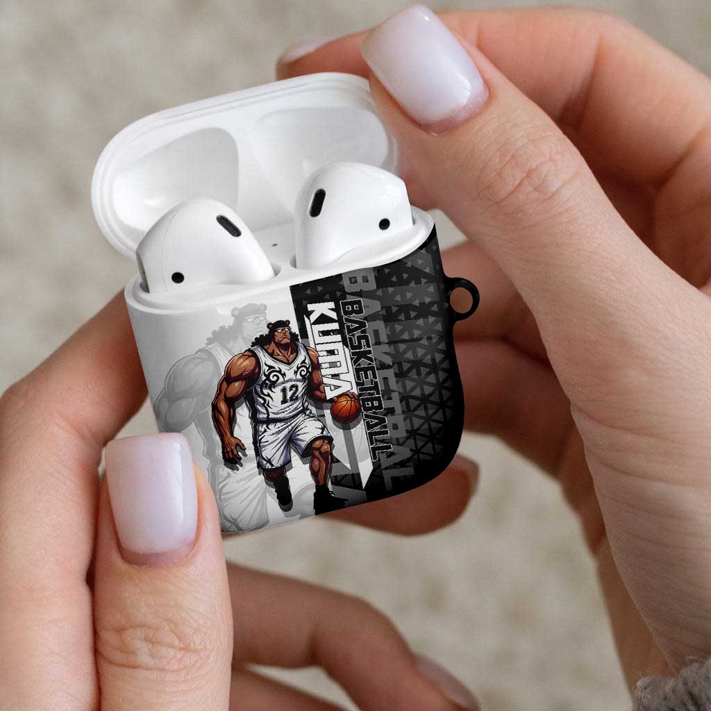 Bartholomew Kuma One Piece Basketball Crossover Design AirPods Case with Monochrome Geometric Background and Dynamic Pose - The Mazicc
