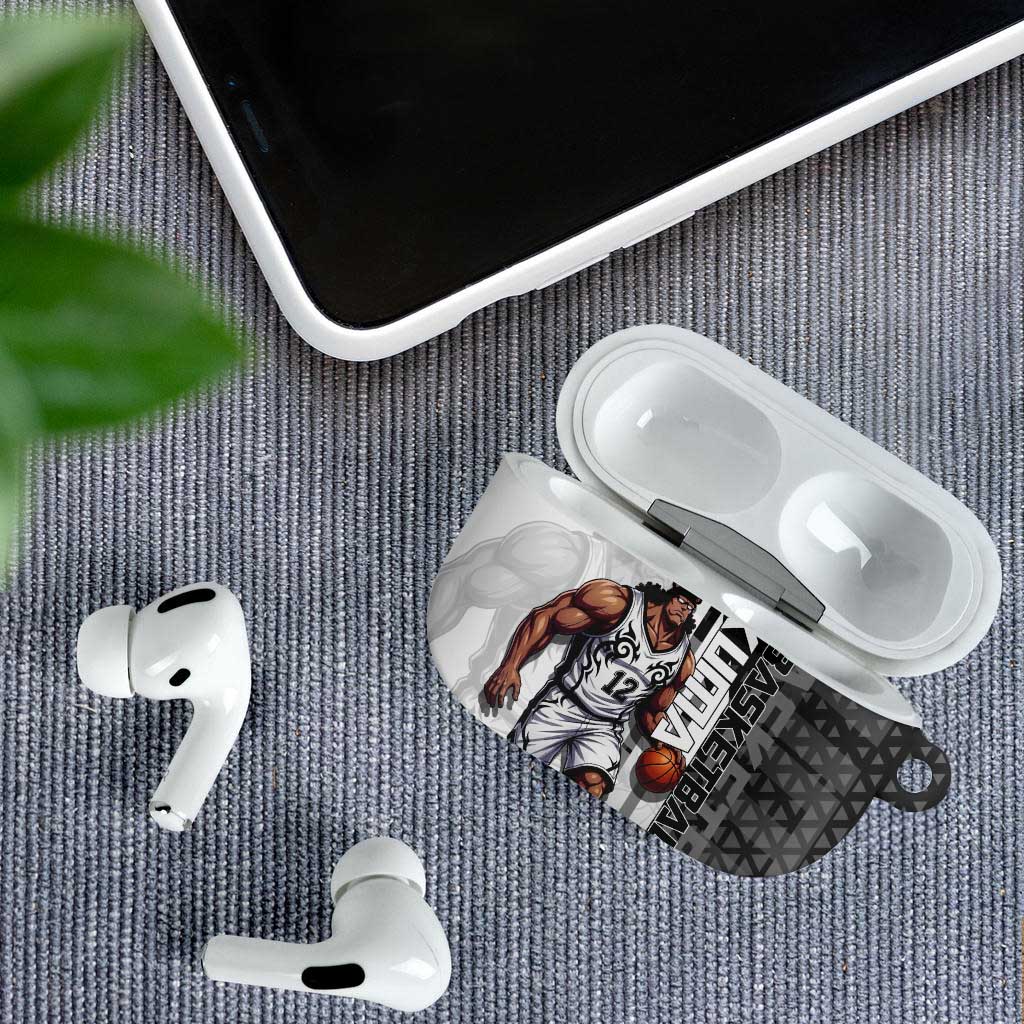 Bartholomew Kuma One Piece Basketball Crossover Design AirPods Case with Monochrome Geometric Background and Dynamic Pose - The Mazicc