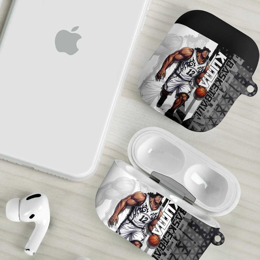 Bartholomew Kuma One Piece Basketball Crossover Design AirPods Case with Monochrome Geometric Background and Dynamic Pose - The Mazicc