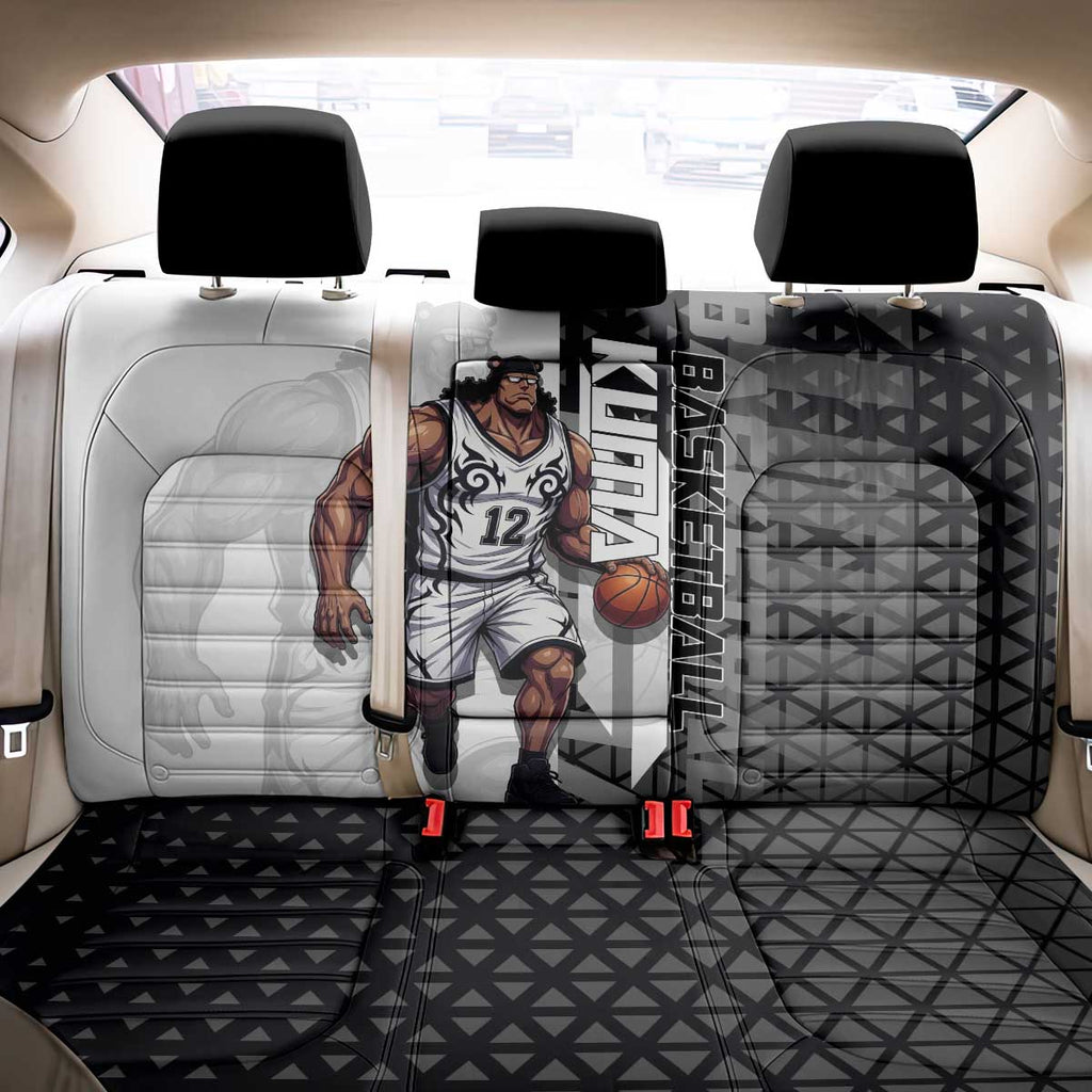 Bartholomew Kuma One Piece Basketball Crossover Design Back Car Seat Cover with Monochrome Geometric Background and Dynamic Pose - The Mazicc