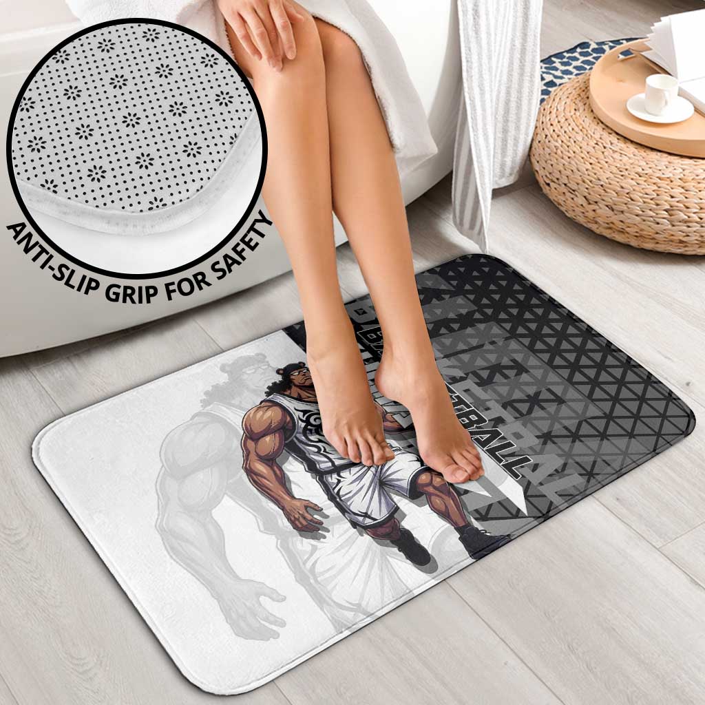 Bartholomew Kuma One Piece Basketball Crossover Design Bathroom Set with Monochrome Geometric Background and Dynamic Pose - The Mazicc