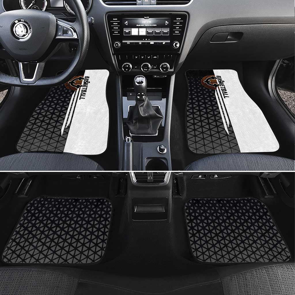 Bartholomew Kuma One Piece Basketball Crossover Design Car Mats with Monochrome Geometric Background and Dynamic Pose - The Mazicc