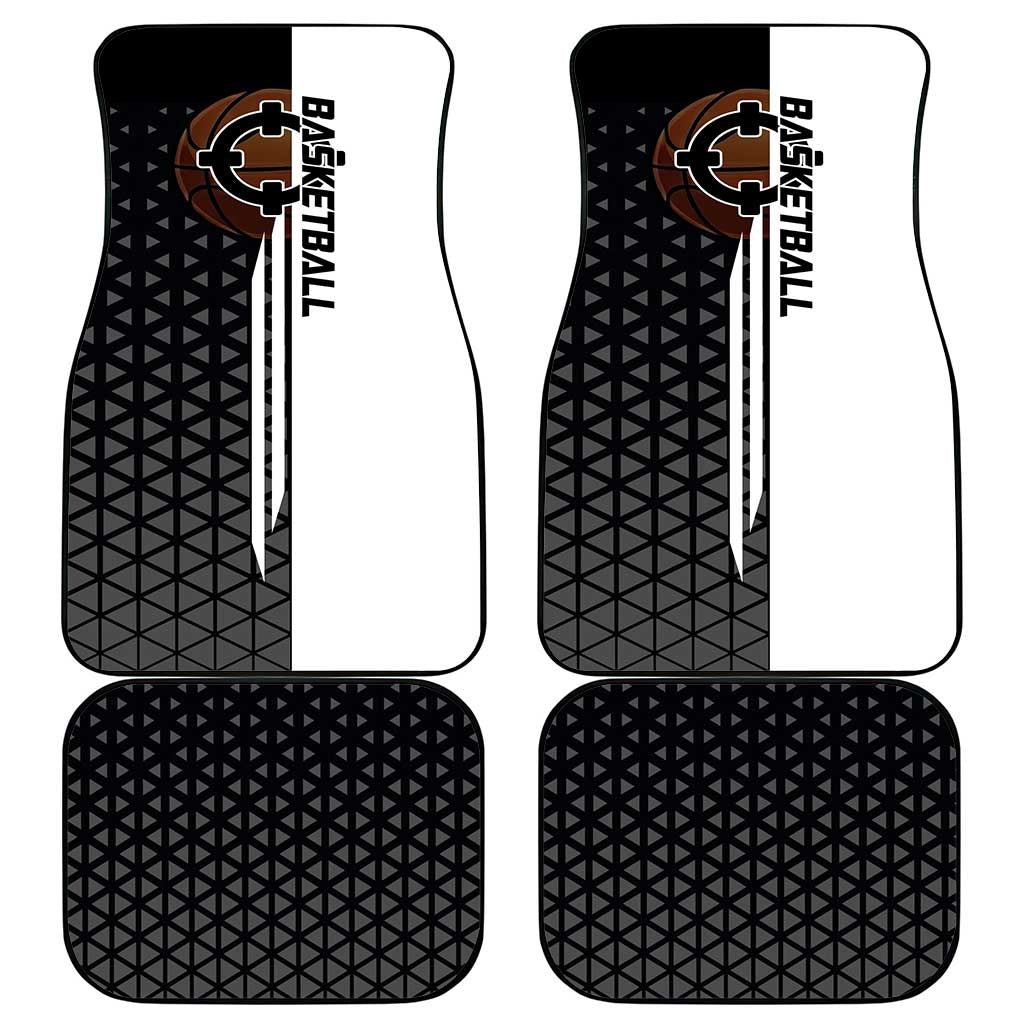 Bartholomew Kuma One Piece Basketball Crossover Design Car Mats with Monochrome Geometric Background and Dynamic Pose - The Mazicc