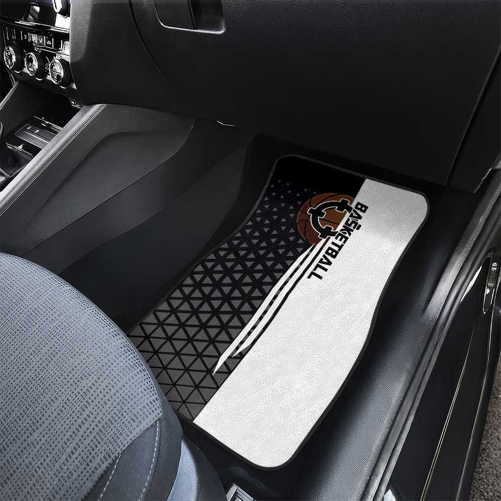 Bartholomew Kuma One Piece Basketball Crossover Design Car Mats with Monochrome Geometric Background and Dynamic Pose - The Mazicc