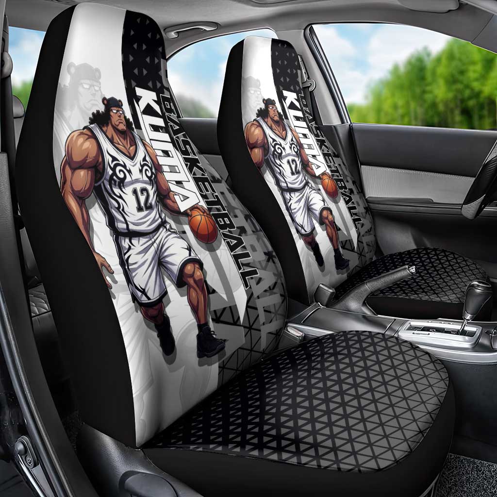 Bartholomew Kuma One Piece Basketball Crossover Design Car Seat Cover with Monochrome Geometric Background and Dynamic Pose - The Mazicc