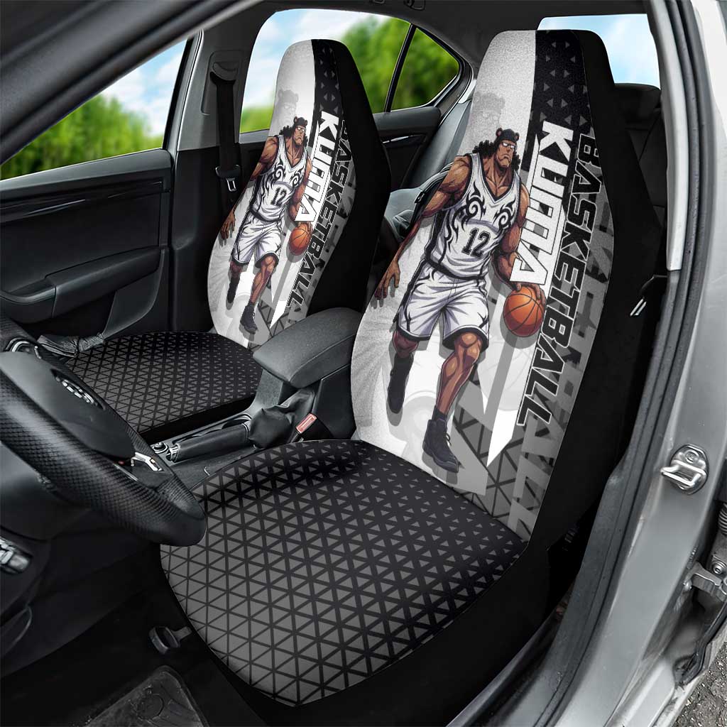 Bartholomew Kuma One Piece Basketball Crossover Design Car Seat Cover with Monochrome Geometric Background and Dynamic Pose - The Mazicc