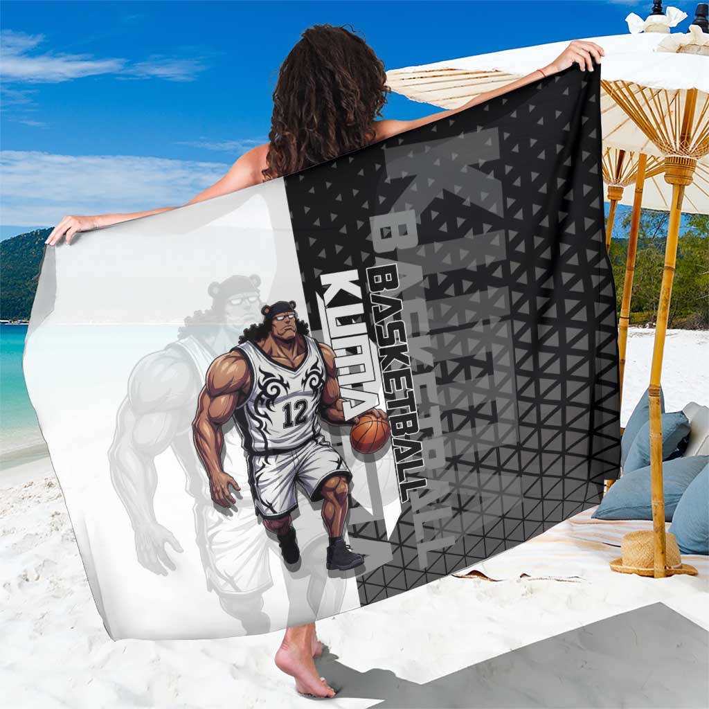 Bartholomew Kuma One Piece Basketball Crossover Design Sarong with Monochrome Geometric Background and Dynamic Pose - The Mazicc